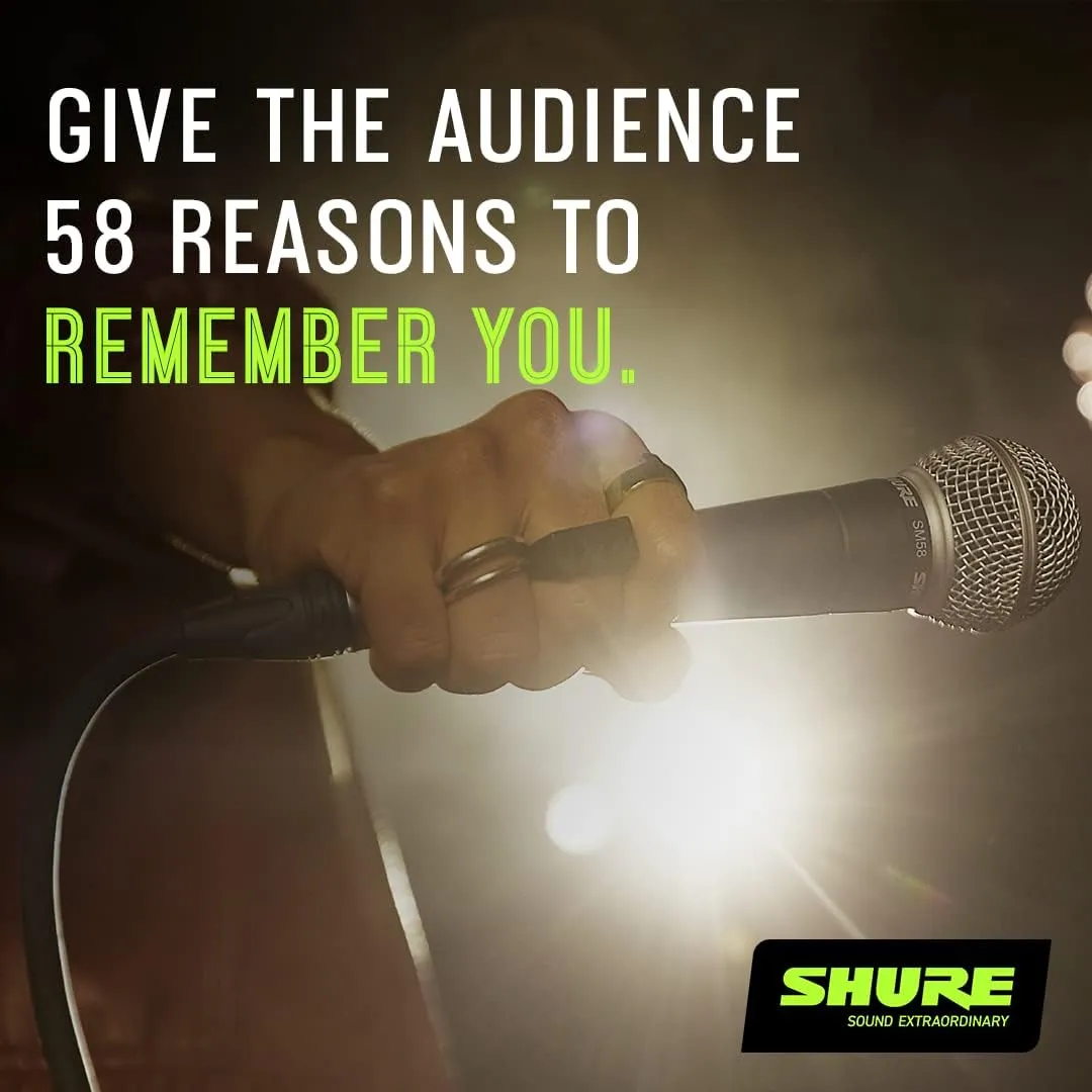 Shure SM58 Pro XLR Dynamic Microphone with On/Off Switch - Professional Studio & Live Performance Cardioid Mic for Vocals, Podcasting, and Recording (SM58S)