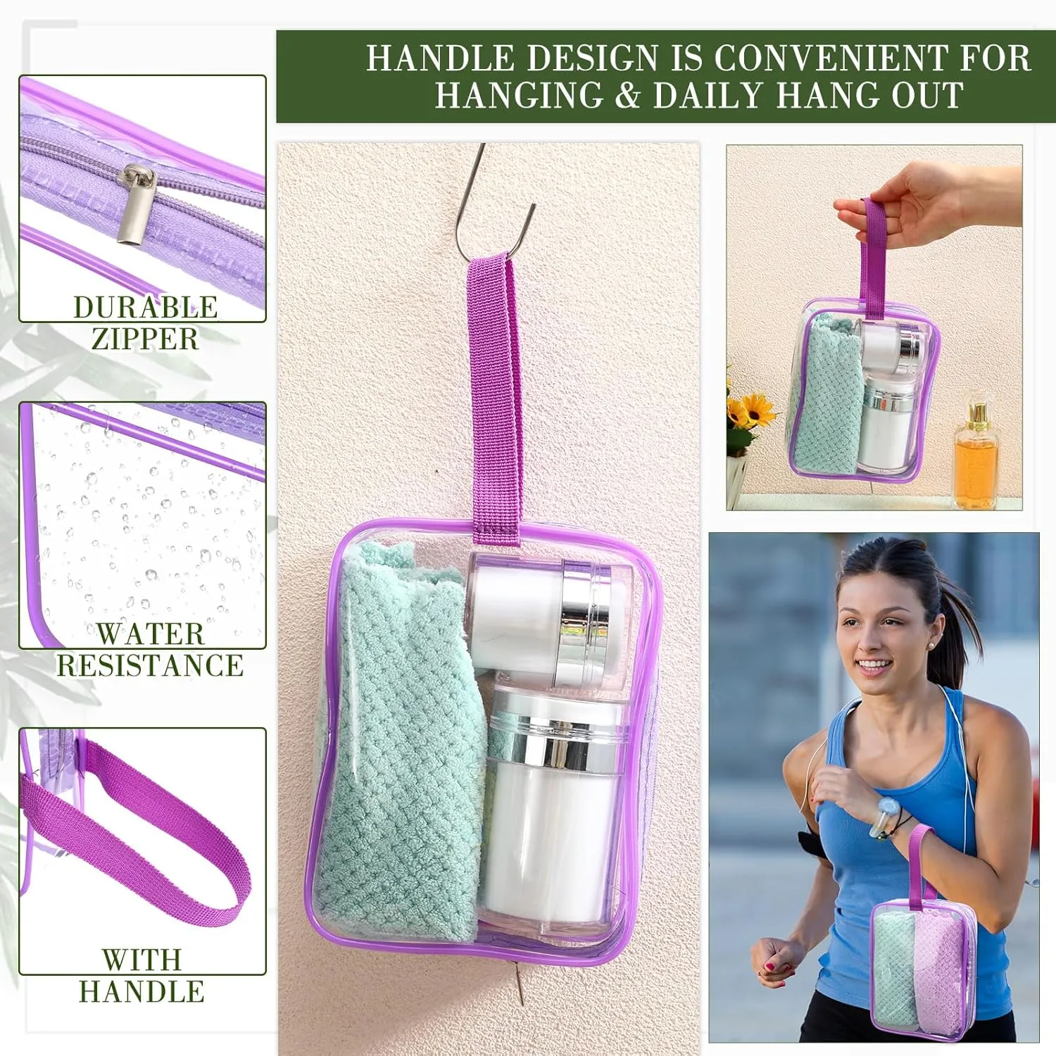 Silkfly Clear Toiletry Bag PVC Travel Cosmetic Bag with Handle Strap Makeup Pouch with Zipper Summer Vacation Salon Graduation Gift End of the Year Gifts(Vivid Color,24 Pack)