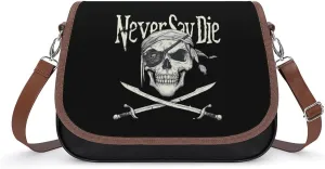 Skull Never Say Die Trendy Crossbody Bags Purses for Women Casual Shoulder Handbags with Adjustable Wide Strap