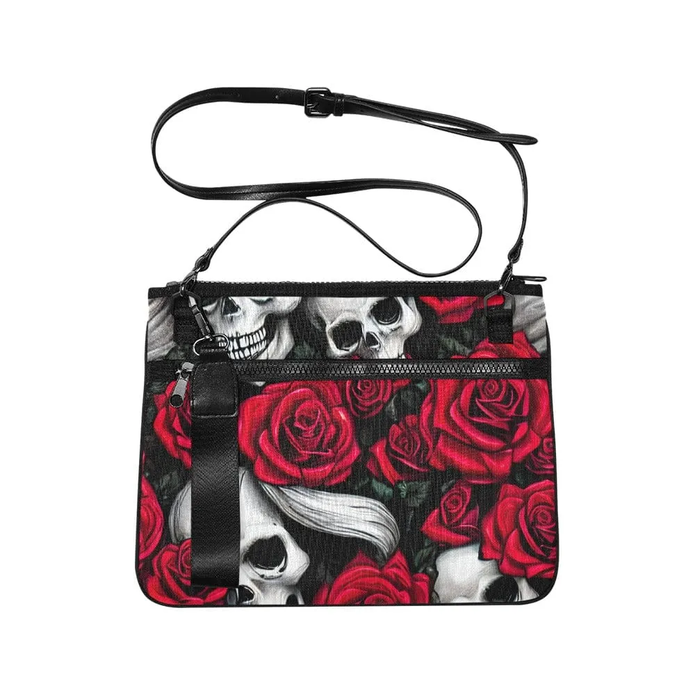 Skulls & Roses Slim Clutch Bag