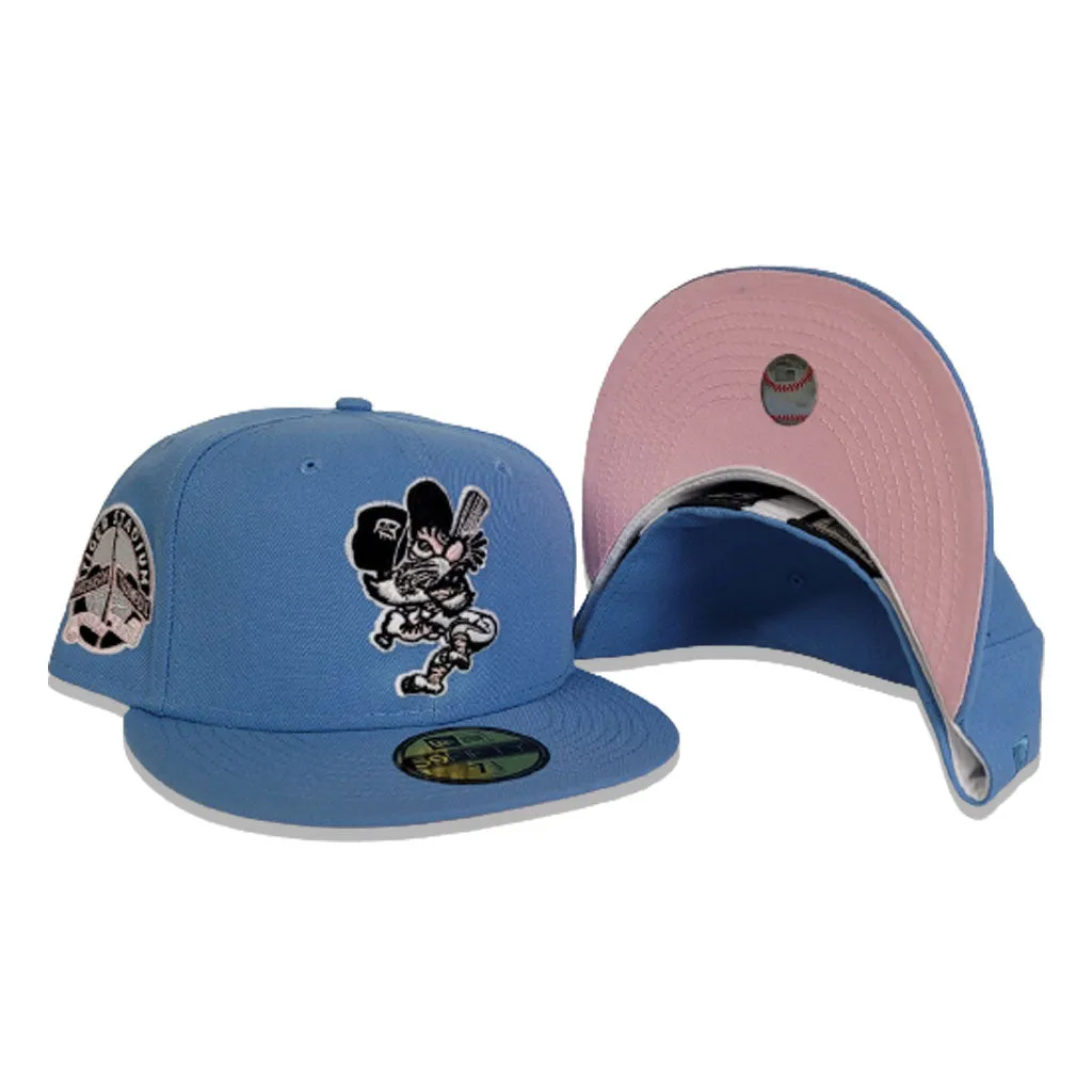 Sky Blue Detroit Tigers Pink Bottom Tiger Stadium Side Patch New Era 59Fifty Fitted