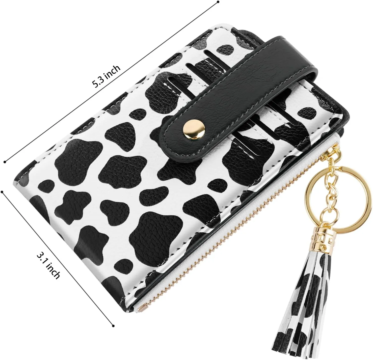 Slim Card Holder Wallet for Women RFID Blocking Leather Multi Card Bifold Wallet with Tassel Zipper Coin Pocket,Cow