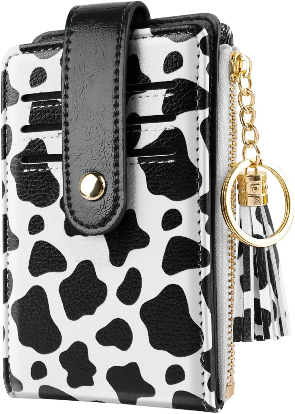 Slim Card Holder Wallet for Women RFID Blocking Leather Multi Card Bifold Wallet with Tassel Zipper Coin Pocket,Cow
