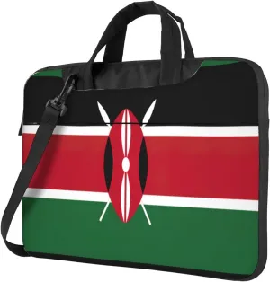 Slim Laptop Shoulder Bag Briefcase Notebook Handbag Computer Carrying Case Flag of Kenya Print 15.6in