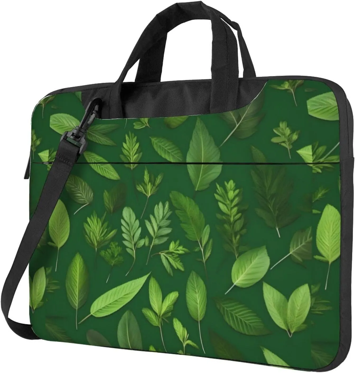 Slim Laptop Shoulder Bag Briefcase Notebook Handbag Computer Carrying Case Herb Plant Leaves Print 15.6in