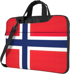 Slim Laptop Shoulder Bag Briefcase Notebook Handbag Computer Carrying Case Norwegian flag Print 15.6in