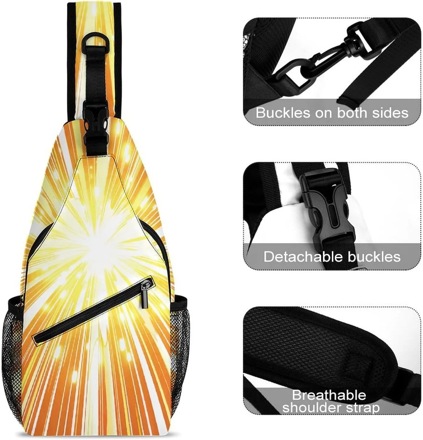 Sling Backpack Crossbody for Man Woman Line Explosion Effect Cross Body Adjustable Chest Bag