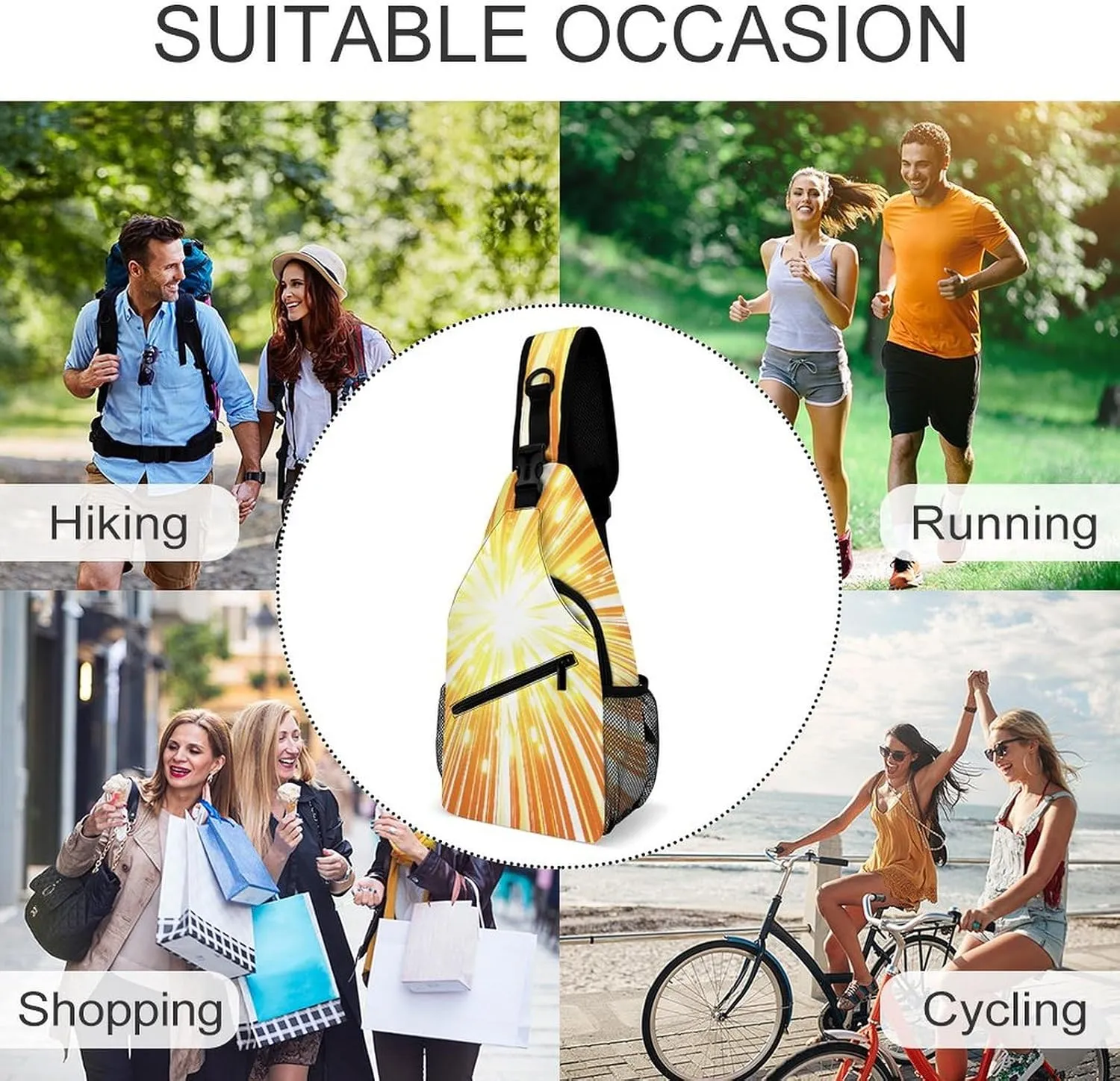 Sling Backpack Crossbody for Man Woman Line Explosion Effect Cross Body Adjustable Chest Bag