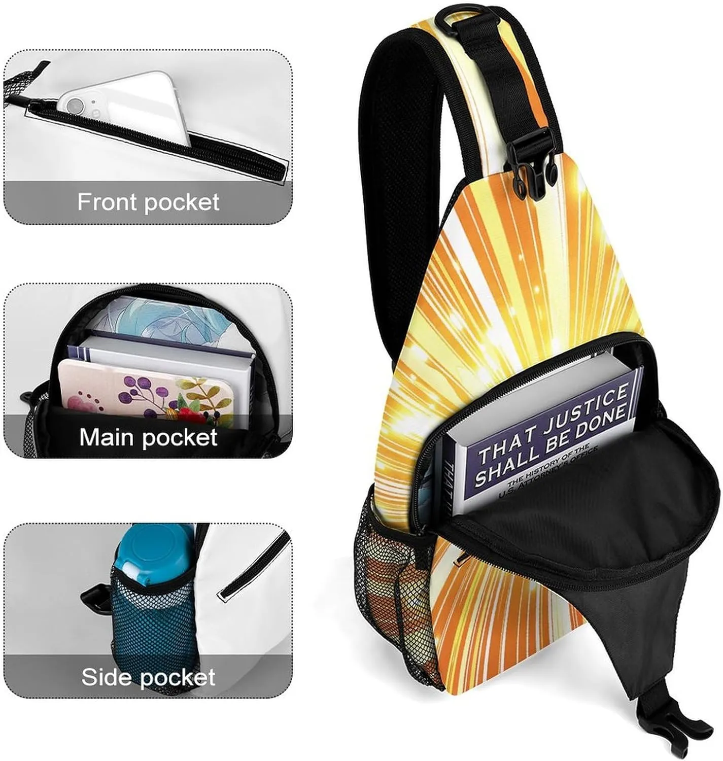 Sling Backpack Crossbody for Man Woman Line Explosion Effect Cross Body Adjustable Chest Bag