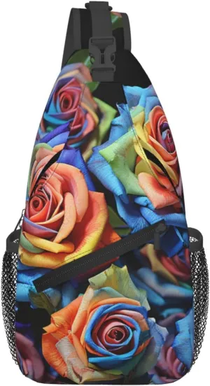 Sling Bag for Women Men Crossbody Bag Sling Backpack Orange folk pattern Cross Body Bag Adjustable Chest Bag
