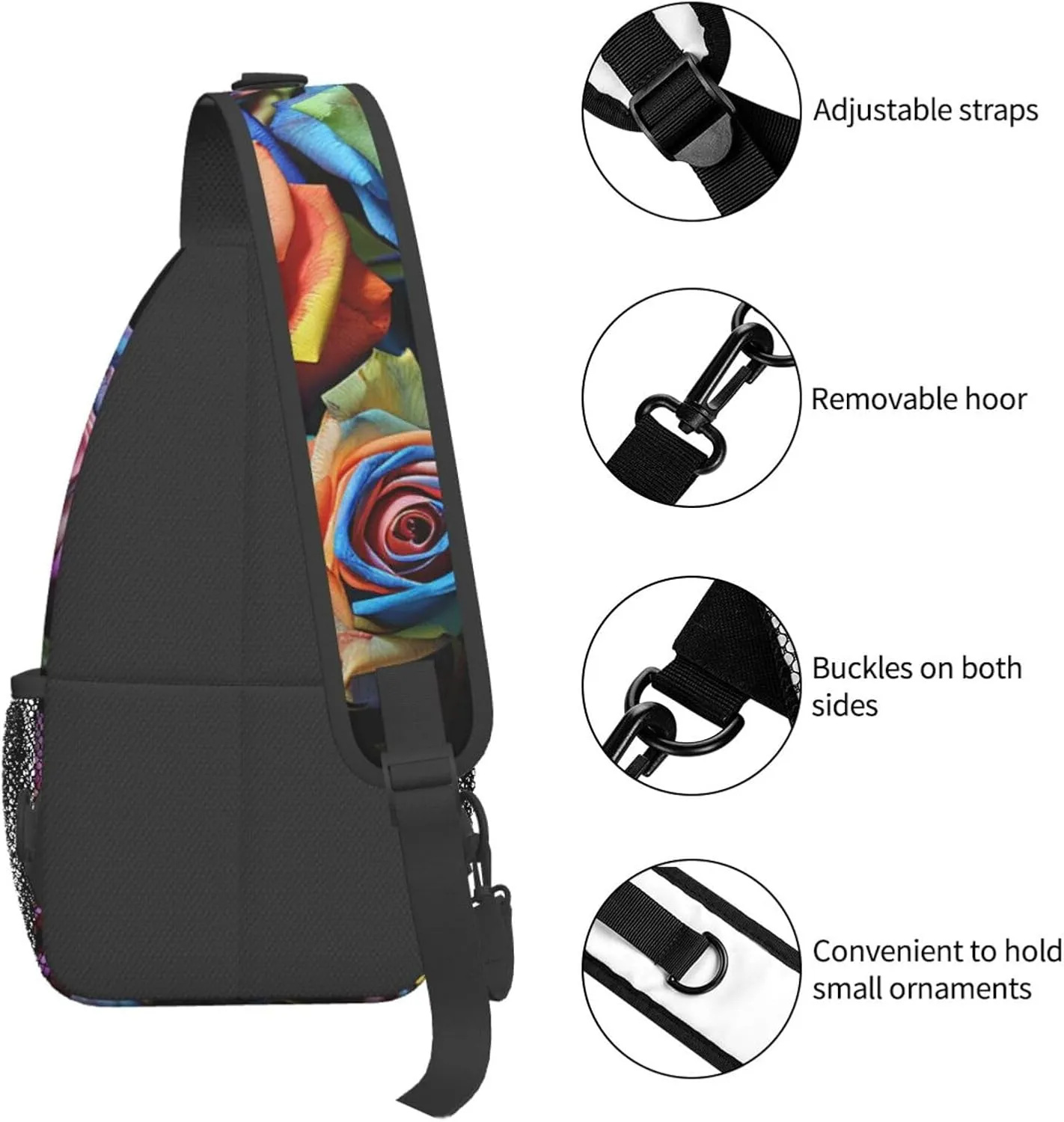 Sling Bag for Women Men Crossbody Bag Sling Backpack Orange folk pattern Cross Body Bag Adjustable Chest Bag