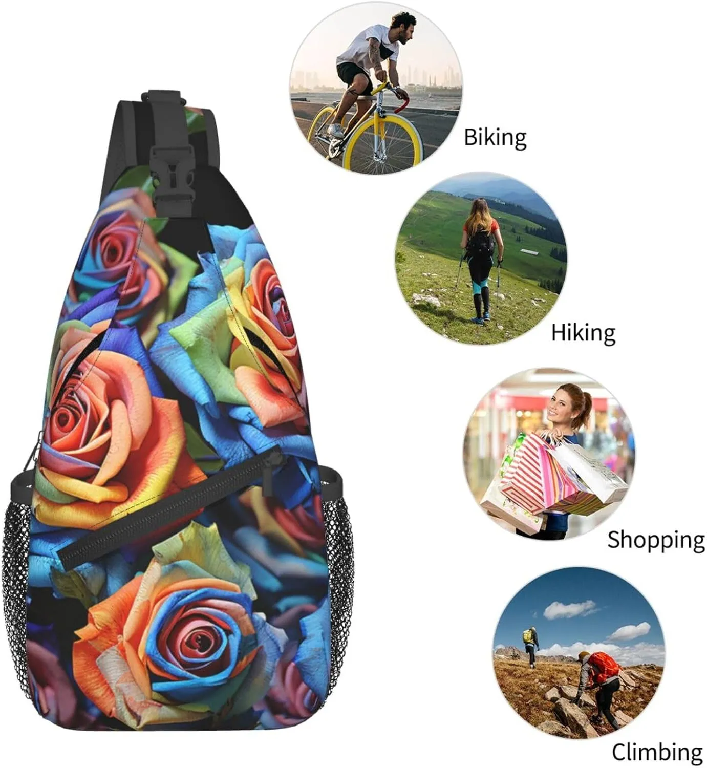 Sling Bag for Women Men Crossbody Bag Sling Backpack Orange folk pattern Cross Body Bag Adjustable Chest Bag