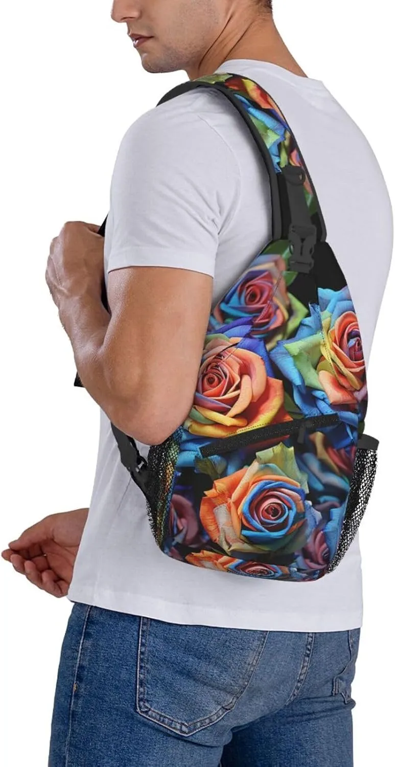 Sling Bag for Women Men Crossbody Bag Sling Backpack Orange folk pattern Cross Body Bag Adjustable Chest Bag