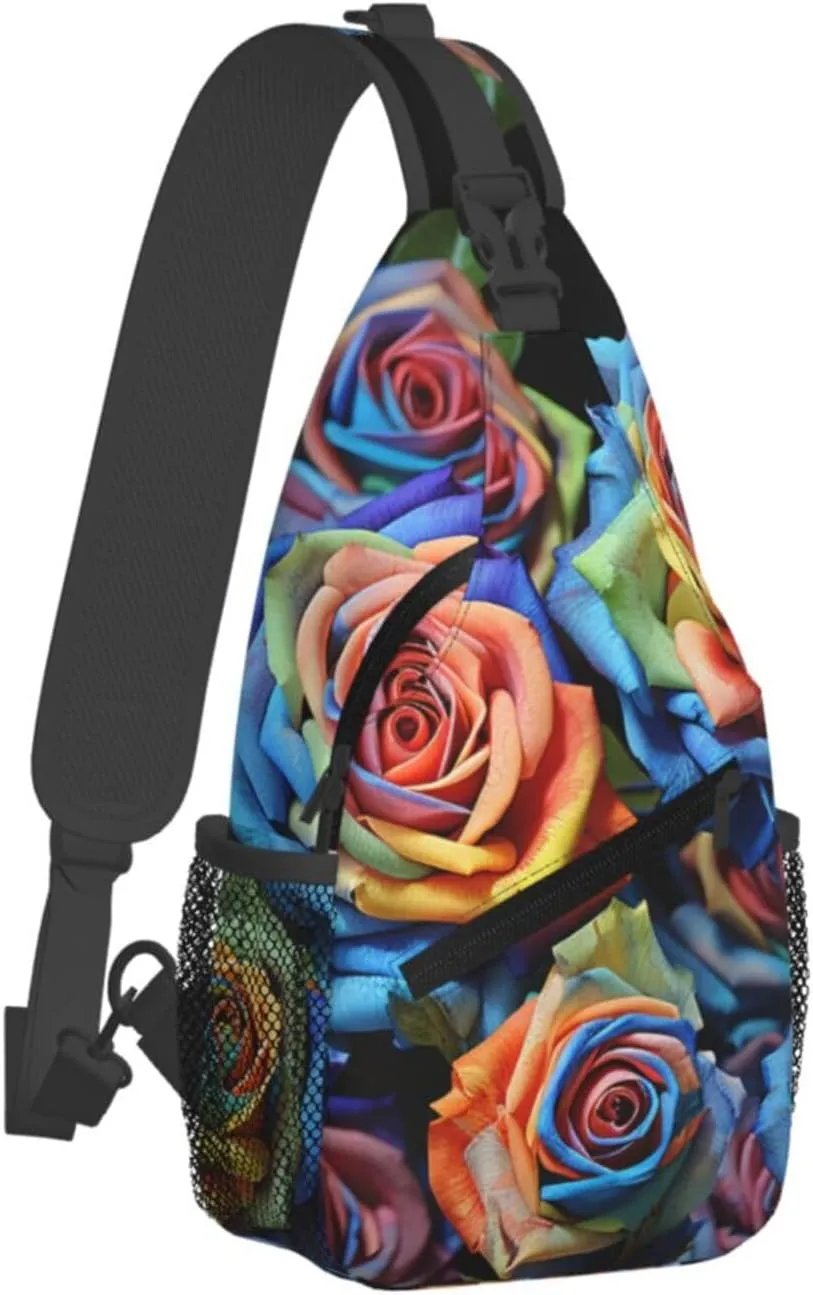 Sling Bag for Women Men Crossbody Bag Sling Backpack Orange folk pattern Cross Body Bag Adjustable Chest Bag