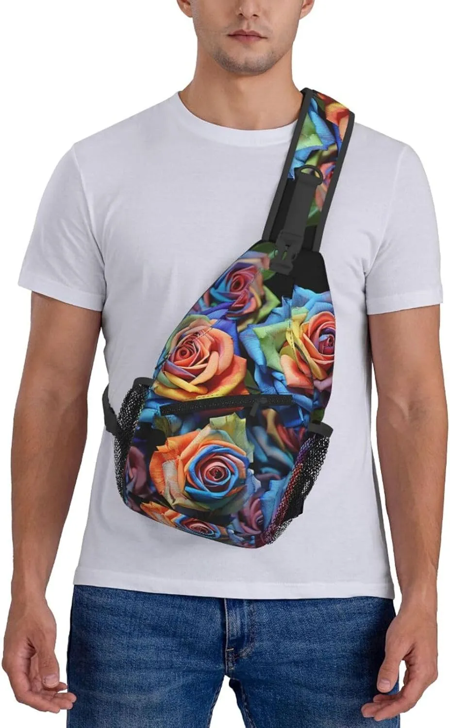 Sling Bag for Women Men Crossbody Bag Sling Backpack Orange folk pattern Cross Body Bag Adjustable Chest Bag