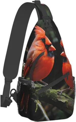 Sling Bag for Women Men Crossbody Bag Small Sling Backpack Cardinals Birds Fauna Wild Chest Bag Hiking Daypack