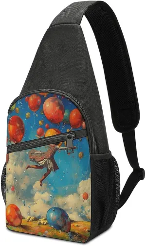 Sling Bag for Women Men Crossbody Bag Small Sling Backpack Jump Into Balloon Chest Bag Hiking Daypack