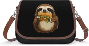 Sloth Eating A Sandwich Fashion Crossbody Bags Purses for Women Funny Printing Shoulder Handbags Bag