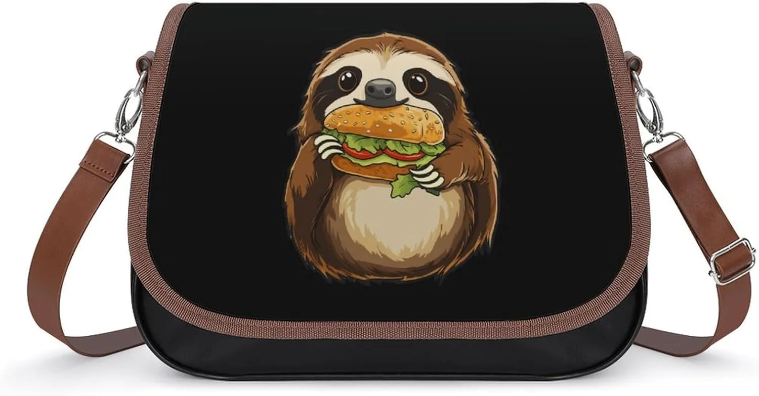 Sloth Eating A Sandwich Fashion Crossbody Bags Purses for Women Funny Printing Shoulder Handbags Bag