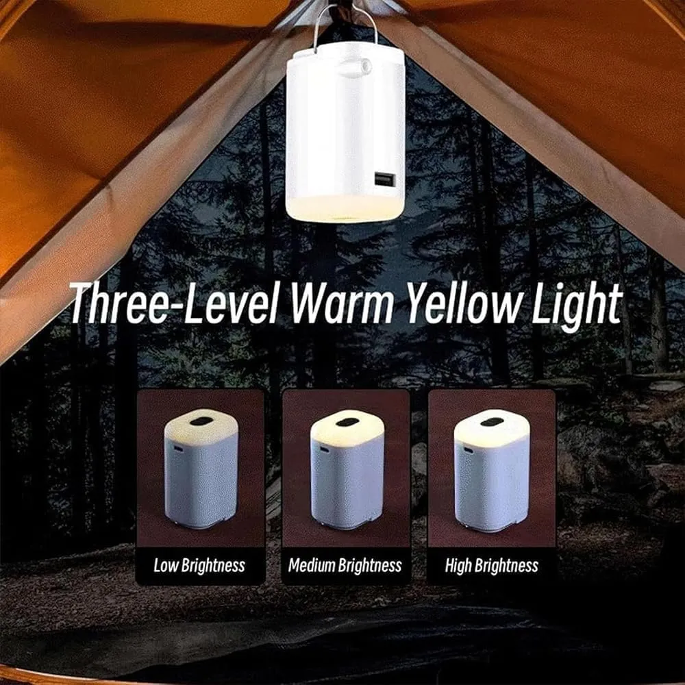 Slowowing Mini Air Pump, Slowowing Portable Mini Portable Air Pump with Light, 4 in 1 for Air Mattress, Outdoor Lighting Camping Tent Light, with 1200/2400mah Battery