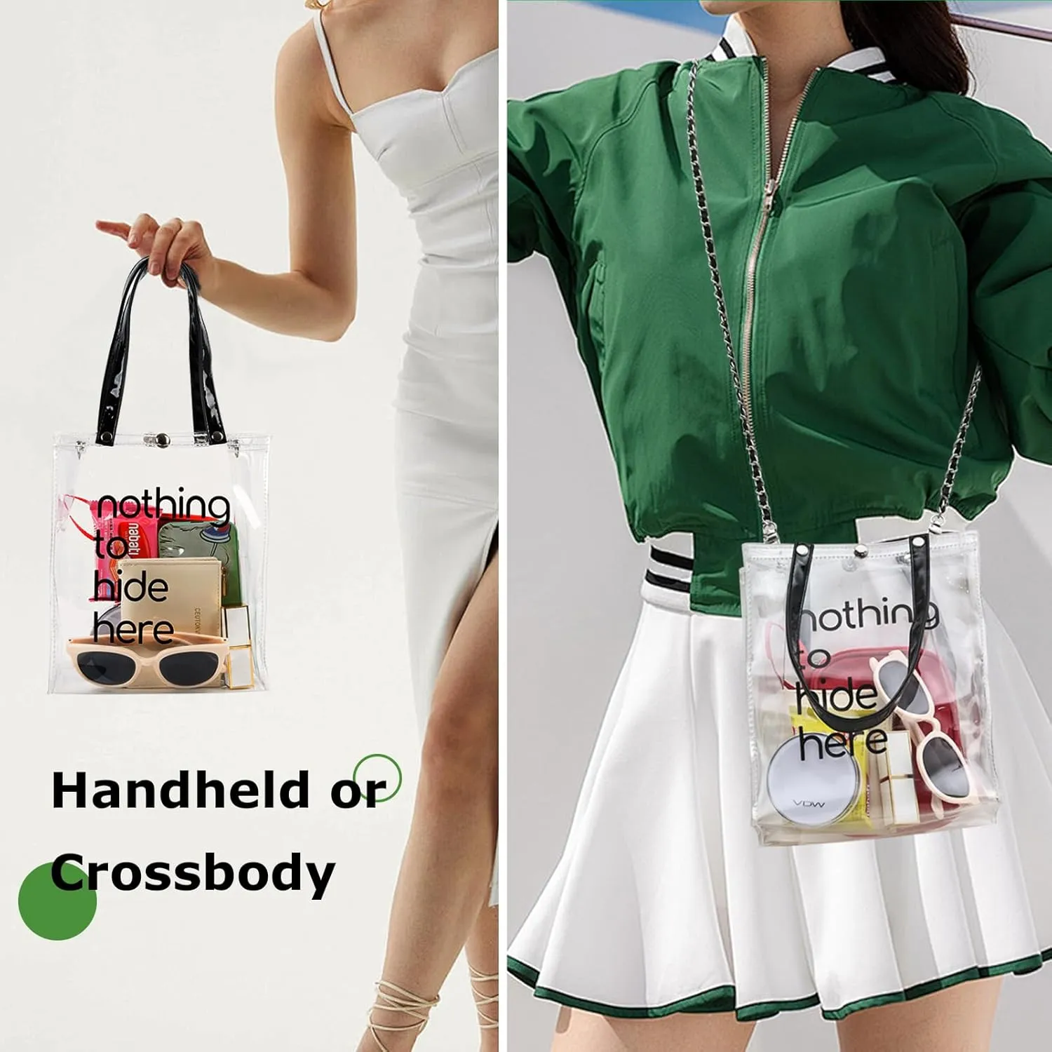 Small Clear Bag for Stadium Events Approved, Clear Crossbody Concert bags with 1.2m Strap for Women