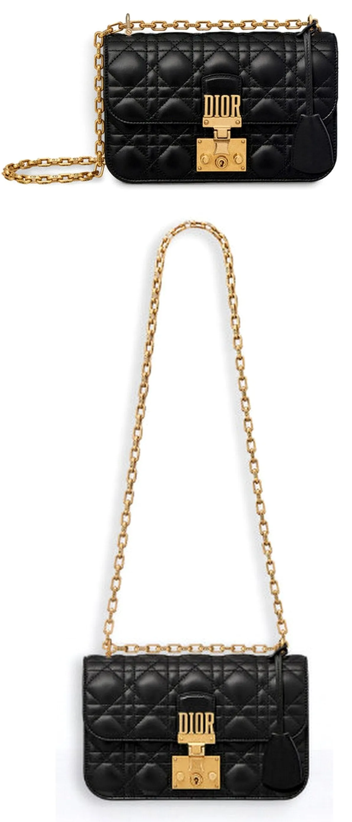 Small Dioraddict Flap Bag in Black Cannage Leather
