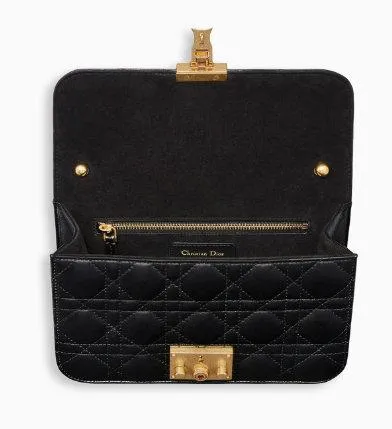 Small Dioraddict Flap Bag in Black Cannage Leather