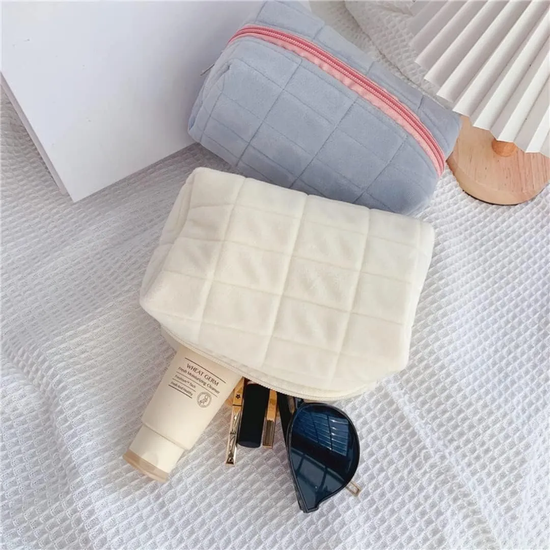 small makeup bag cosmetic bag skin care bag cute accessories y2k accessories makeup bag cute makeup bags checkered makeup bag (3pcs white 3pcs pink)