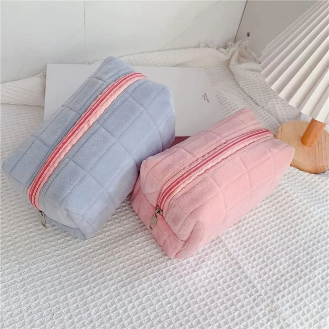 small makeup bag cosmetic bag skin care bag cute accessories y2k accessories makeup bag cute makeup bags checkered makeup bag (3pcs white 3pcs pink)