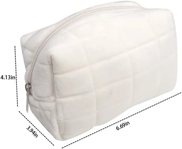 small makeup bag cosmetic bag skin care bag cute accessories y2k accessories makeup bag cute makeup bags checkered makeup bag (3pcs white 3pcs pink)