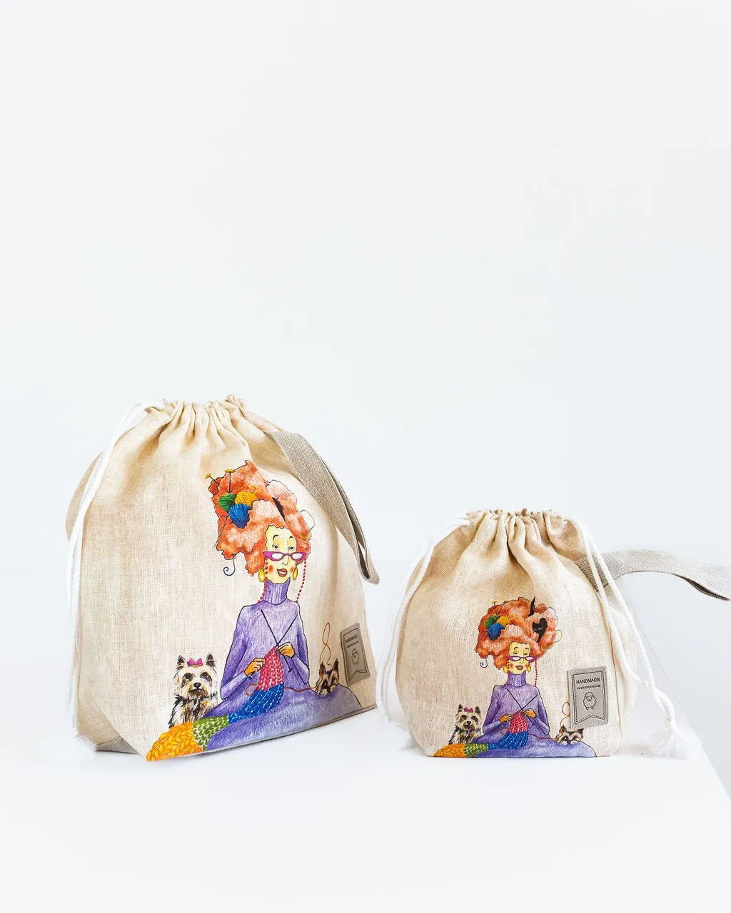 Small Project Bag with Knitter print