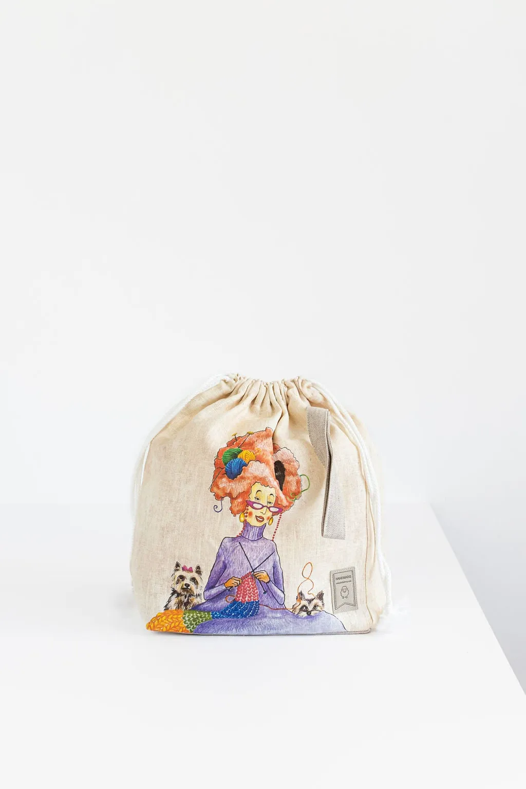 Small Project Bag with Knitter print