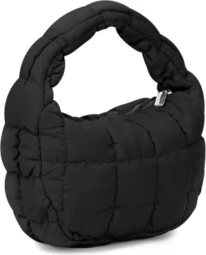 Small Puffer Tote Bag for Women Lightweight Puffy Handbag Mini Quilted Puff Nylon Bag Cute Puffer Purses for Women