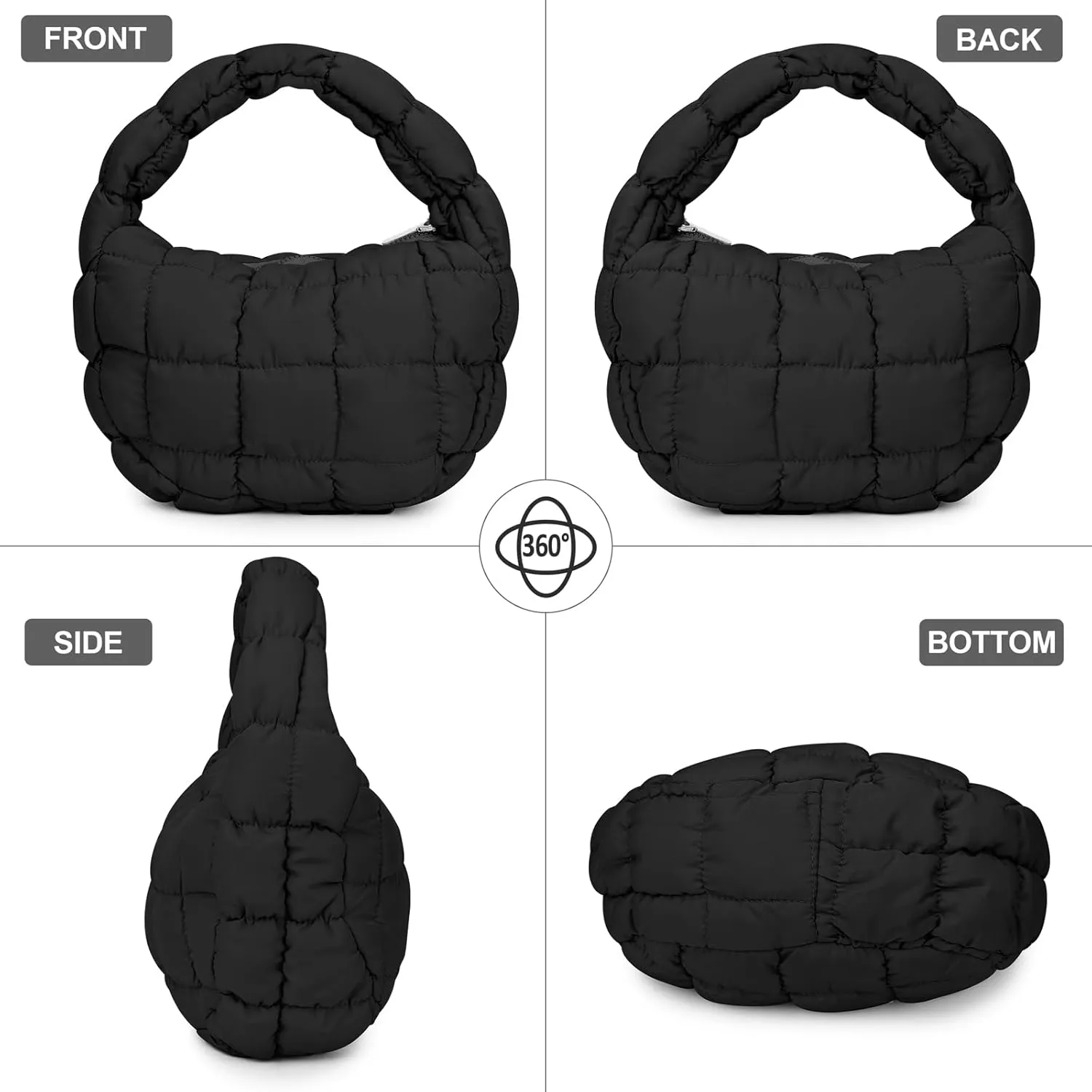 Small Puffer Tote Bag for Women Lightweight Puffy Handbag Mini Quilted Puff Nylon Bag Cute Puffer Purses for Women