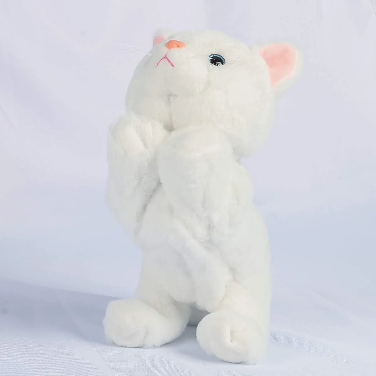 Smalody Interactive Plush Toys, Novelty Sound Control Electronic Cat Electronic Pets Robot Cat Gift for Children (White)