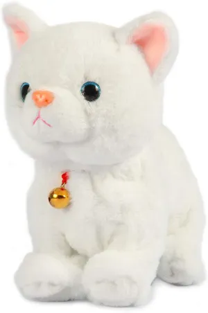 Smalody Interactive Plush Toys, Novelty Sound Control Electronic Cat Electronic Pets Robot Cat Gift for Children (White)
