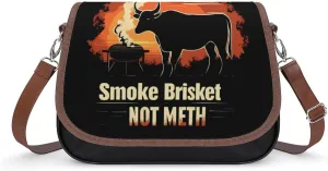Smoke Brisket Not Meth Fashion Crossbody Bags for Women Lightweight Shoulder Handbags Travel Purse with Strap Custom Gifts