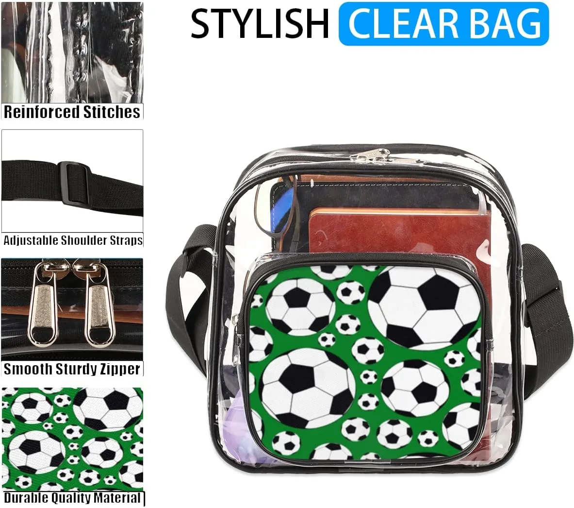 Snowman Christmas Winter Clear Crossbody Bag Clear Messenger Bag Shoulder Bags Clear Purse Stadium Approved