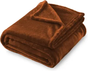 SOCHOW Flannel Fleece Blanket Queen Size, All Season Lightweight Super Soft Cozy Blanket for Bed or Couch, Caramel(90inch X90'')