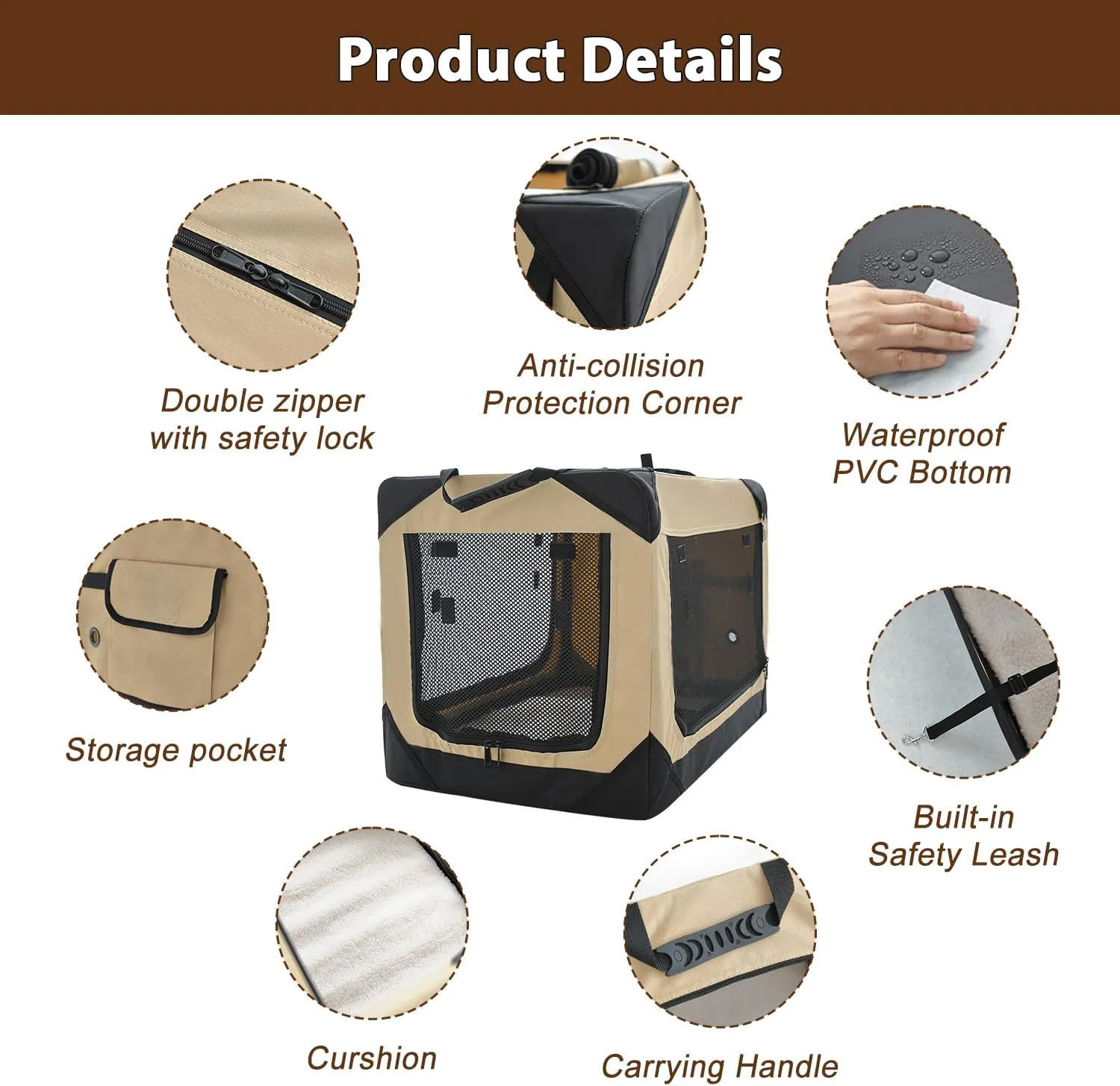 Soft Dog Crate for Small Dogs, 4-Door Foldable Collapsible Dog Crate with Soft Sides, Indoor & Outdoor Travel Dog Kennel