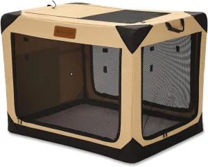 Soft Dog Crate for Small Dogs, 4-Door Foldable Collapsible Dog Crate with Soft Sides, Indoor & Outdoor Travel Dog Kennel