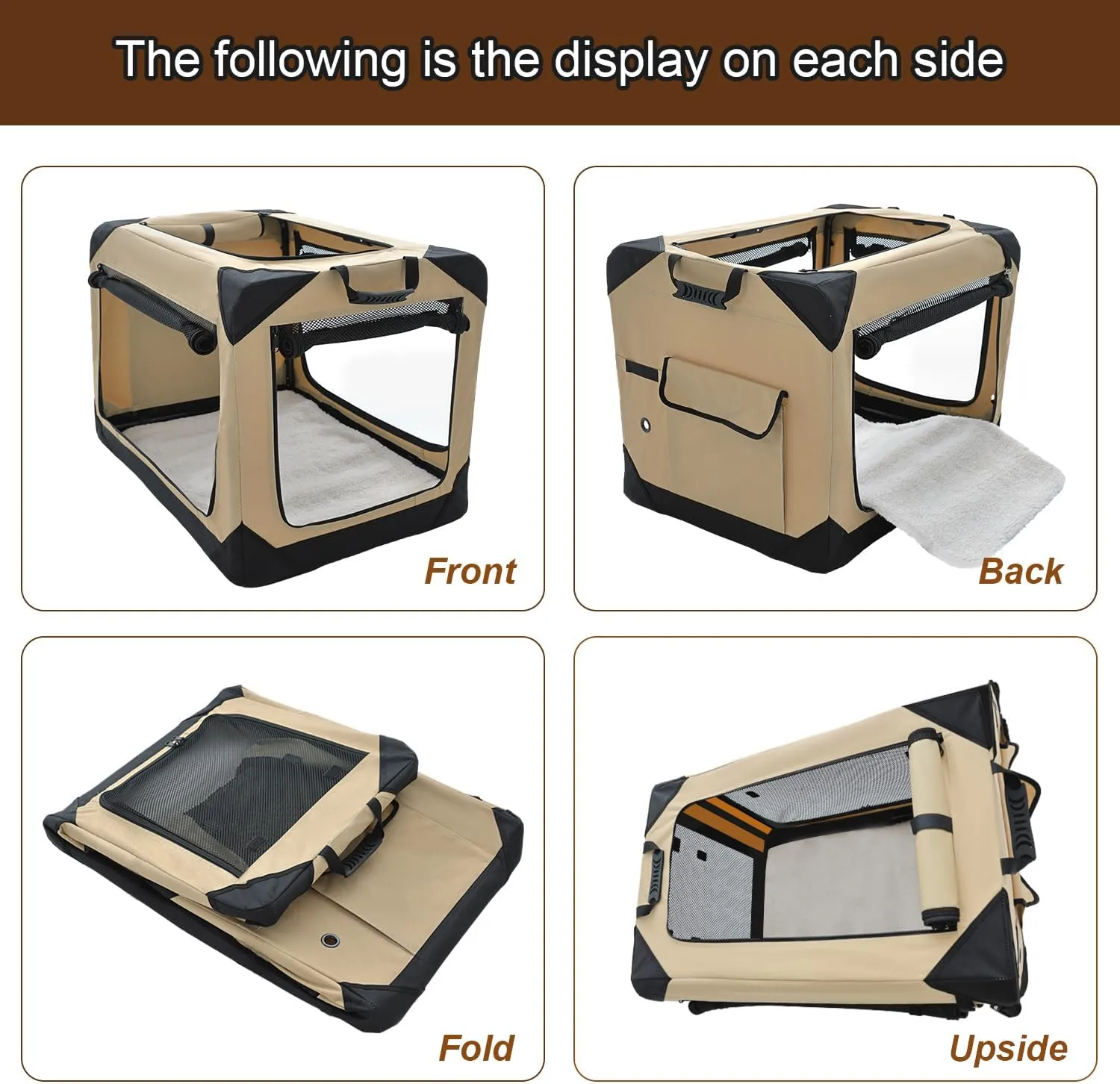 Soft Dog Crate for Small Dogs, 4-Door Foldable Collapsible Dog Crate with Soft Sides, Indoor & Outdoor Travel Dog Kennel