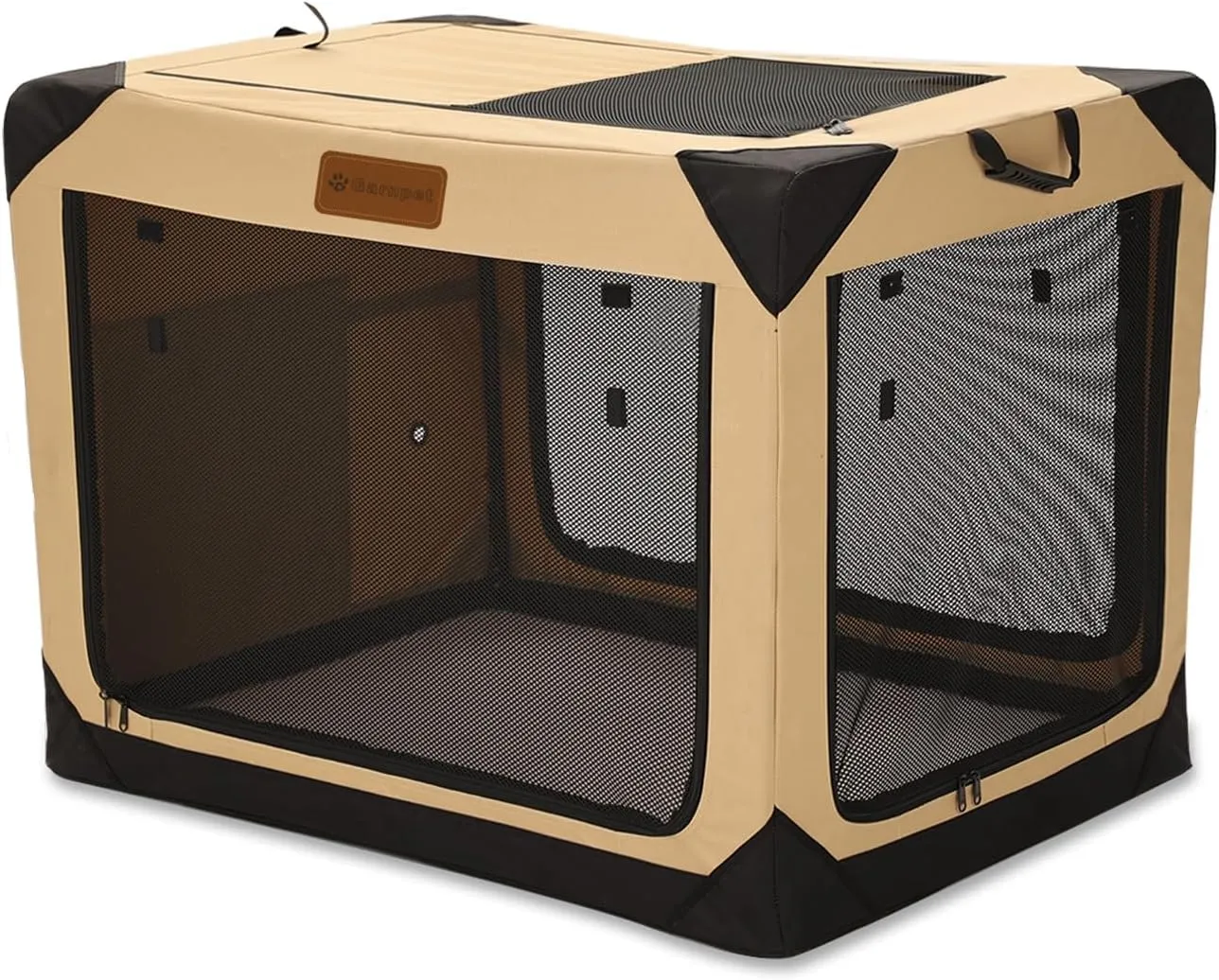 Soft Dog Crate for Small Dogs, 4-Door Foldable Collapsible Dog Crate with Soft Sides, Indoor & Outdoor Travel Dog Kennel