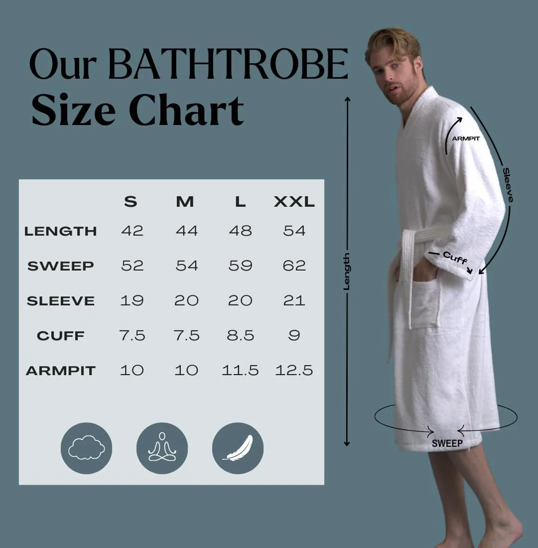 Soft Touch Linen Men's Robe, Turkish Terry Bathrobe, 100% Cotton Kimono Spa Bathrobe