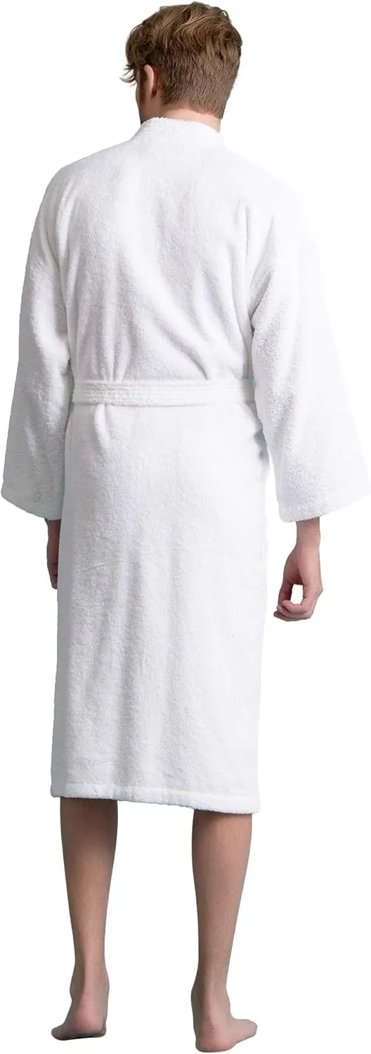 Soft Touch Linen Men's Robe, Turkish Terry Bathrobe, 100% Cotton Kimono Spa Bathrobe