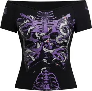 SOLY HUX Women's Goth T Shirts Off Shoulder Short Sleeve Graphic Tees Y2k Tight Fitted Crop Tops