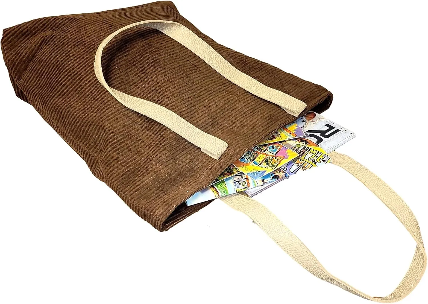 SONA G DESIGNS Large Zipper Closure Corduroy Bag for Women with Inner Pocket