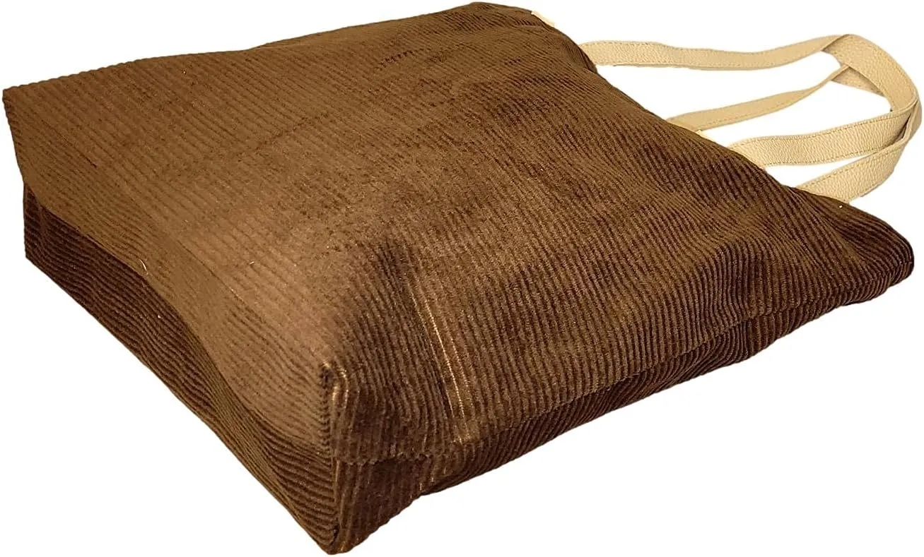 SONA G DESIGNS Large Zipper Closure Corduroy Bag for Women with Inner Pocket