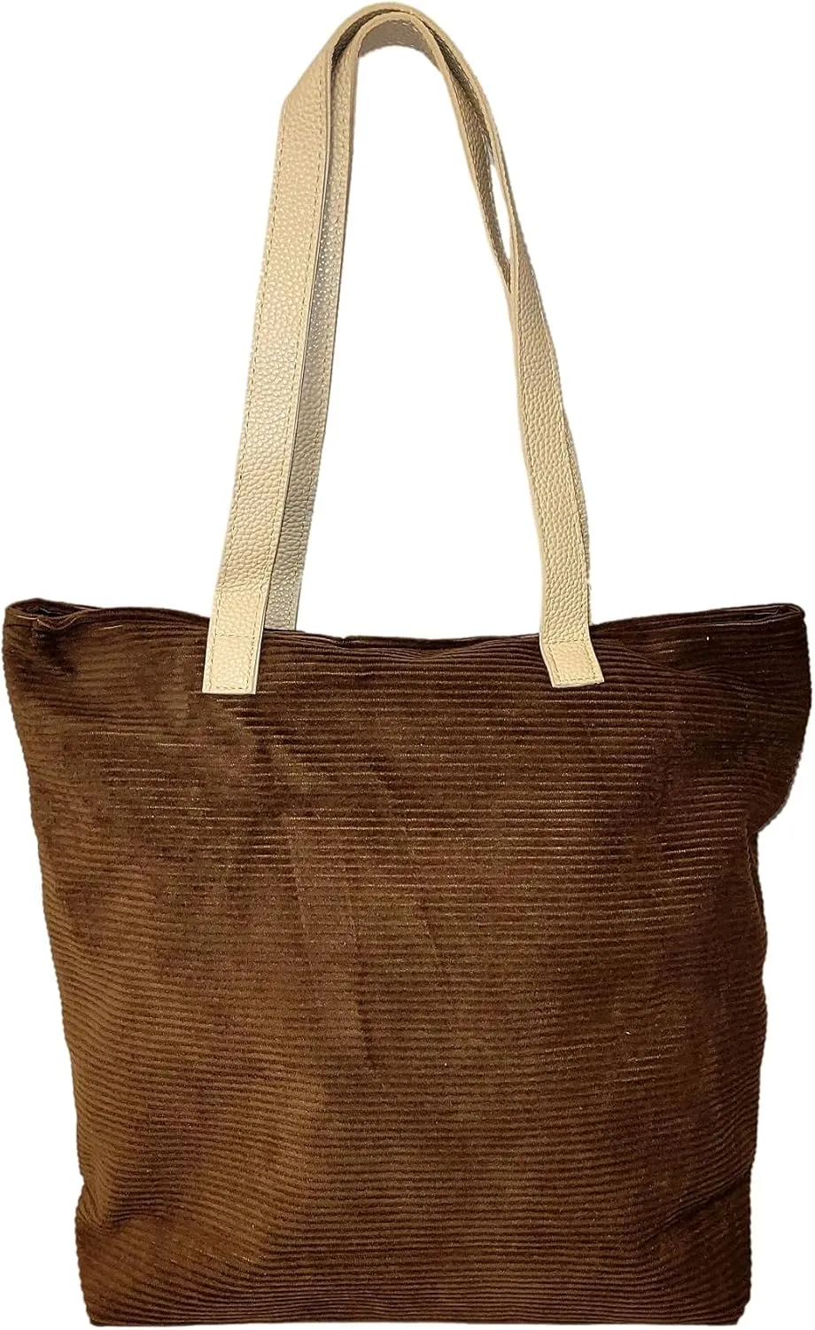SONA G DESIGNS Large Zipper Closure Corduroy Bag for Women with Inner Pocket
