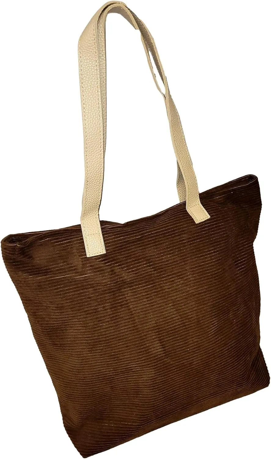 SONA G DESIGNS Large Zipper Closure Corduroy Bag for Women with Inner Pocket